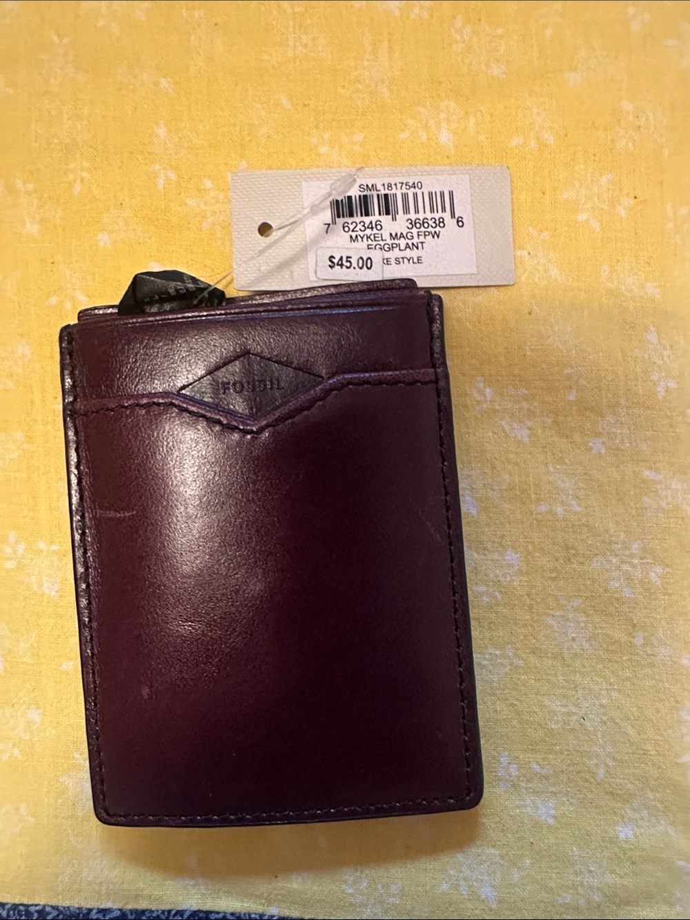 Fossil Men's Eggplant Leather Card Wallet